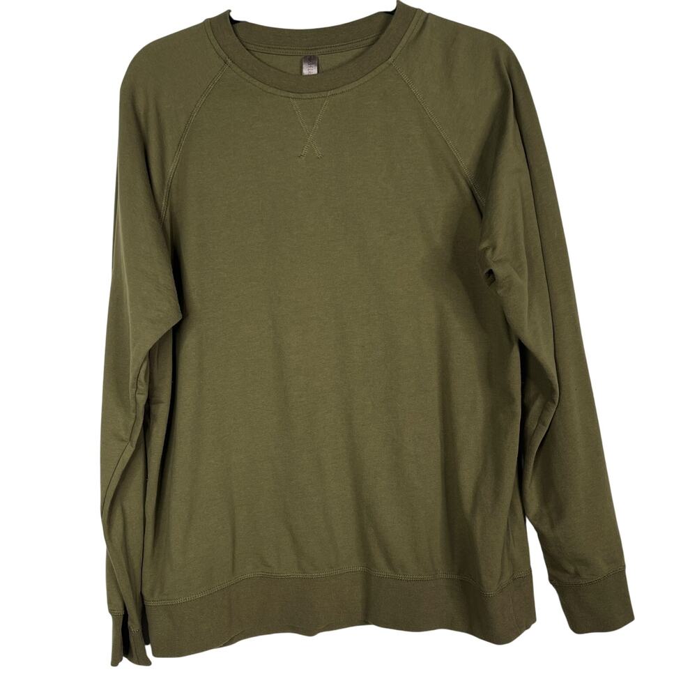 Next Level Womens Large L Olive Green Crew Neck Sweatshirt Comfy Cotton Casual